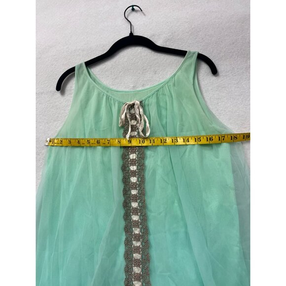 Vintage 80s Sheer Aqua Nightgown & Robe Set #6169 - Picture 8 of 8